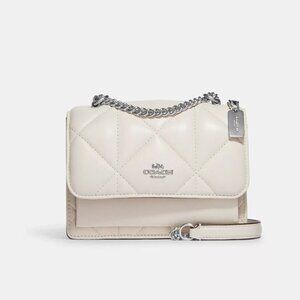 COACH Mini Klare Vanilla w Silver Crossbody w Puffy Diamond Quilting NWT 1 Left!